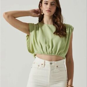 Astr Light Green Crop Top